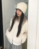 Nuha Faux-Fur Collar Quilted Short Zip-Up Jacket