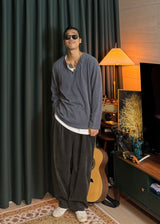 Pigment Henley Neck Long Sleeve 3COLOR