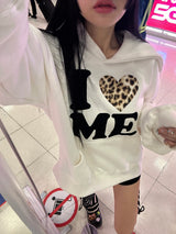 leopard print eye love oversized fit hoodie