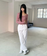 STRIPE U NECK LONG SLEEVE T-SHIRT [3color]
