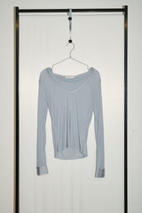 Sheer U-Neck Hoodie (Sky Blue)