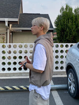 Snap Hooded Nylon Vest 3C