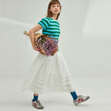 LACE PINTUCK BANDING SKIRT_WHITE