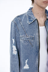 DESTROYED DART TRUCKER JACKET (BLUE)