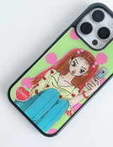【MADE】Dot Kitsch Girl Glass Bumper Case