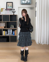 Hypee Check Tiered Midi Skirt