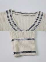 Cashmere Cable Stitch V-neck Knit (5color)