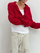 ユー ネック オフショルダー ロングスリーブ Tシャツ(12color)