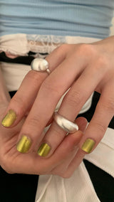 Matt silver open ring set