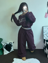 HIP PRINTING LETTERING WIDE PANTS 💟💙🩶4COLOR