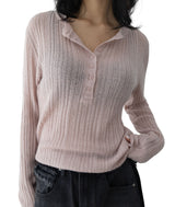 Nata Henley Neck Ribbed Knit Top
