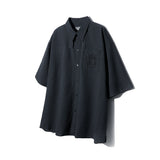 [24SS LSD COLLECTION] Cotton Seersucker Short-sleeve Shirt_Charcoal