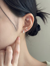 [3-Set] Simple Cross Pearl Earring Set / Daily Cubic Mini Wedding Guest Look