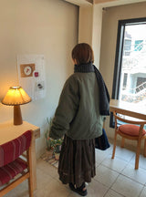 [unisex] コートレウーレンハーフボンバーパディングジャンパー