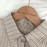 Berui Oversized Fit Boxy Fit Knitted Checkered Shirt Shirt [MANDARINETREE ONLY]