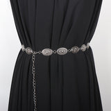 Retro-antique silver chain belt