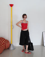 Punching Eyelet Three-Quarter Bermuda Pants