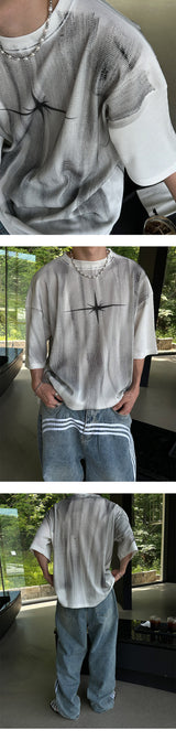 [UNISEX] Dirty washing star half t-shirts (2color)