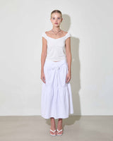 OFF SHOULDER SHIRRING TOP / IVORY