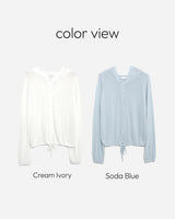 Fillet linen hooded cardigan