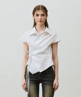 EVE STRIPE WRAP CAP SLEEVE SHIRT / WHITE