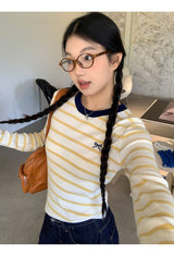 Bow Yellow Stripe Long Sleeve Tee