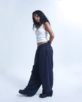 Line stud string sweatpants - Navy