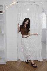 Texture Lace Ribbon Short Sleeve T-shirt