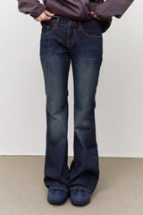 (W) Sen Low-rise Bootscut Denim Dark Blue