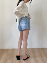 Flower Net Collar Neck Shirt