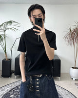 Ferrer Ribbed Half Zip-Up Short Sleeve Tee