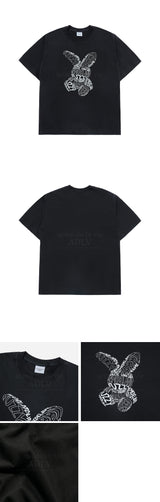 24FW レタリングラビットショートスリーブTシャツブラック