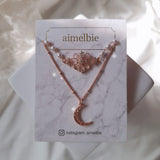 Art Nouveau Moon Necklace - Rosegold Color
