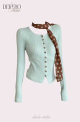 mint dot scarf cardigan