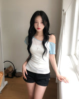 Bunny Raglan One-Shoulder Short Sleeve