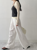 End Two-Tuck Nylon Banding Wide Pants
