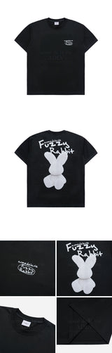 [24SS] DOODLE FUZZY RABBIT SHORT SLEEVE T-SHIRT BLACK