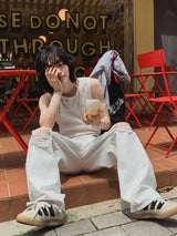 White Vintage Damaged Pants
