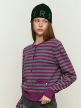 CHERRY STRIPE CARDIGAN [PURPLE]