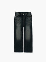 LMN Berry Green Washing Wide Denim Pants (blue green)