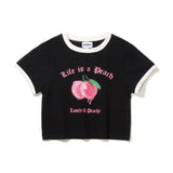ライフイズアピーチクロップリンがーTシャツ_ブラック
