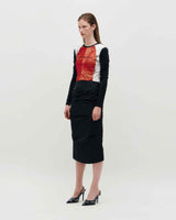 Draped Long Skirt _ BLACK