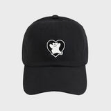 [UNISEX] Bear Black Heart Embroidered Ball Cap