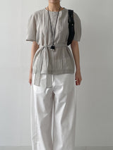 [Tie SET] Suela Balloon Fit Short Sleeve Blouse
