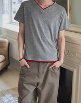 Ladies Layered V-Neck Short Sleeve T-Shirt