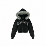 【60%限定】NEWALRIN グリッター ファー ジップアップ フーディー