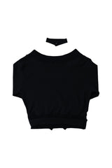 [ID] Logo Off-Shoulder Sweatshirt (Choker Set) (Black)