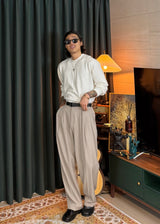 Three-Tuck Back Banding Slacks  3COLOR