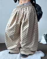 5000SOLD DOT-PATTERN 2PINTITUCK BALLOON PANTS🤎🍰🖤💚4COLOR
