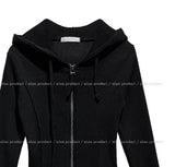 Kind zipper ribbed slim hoodie zip-up